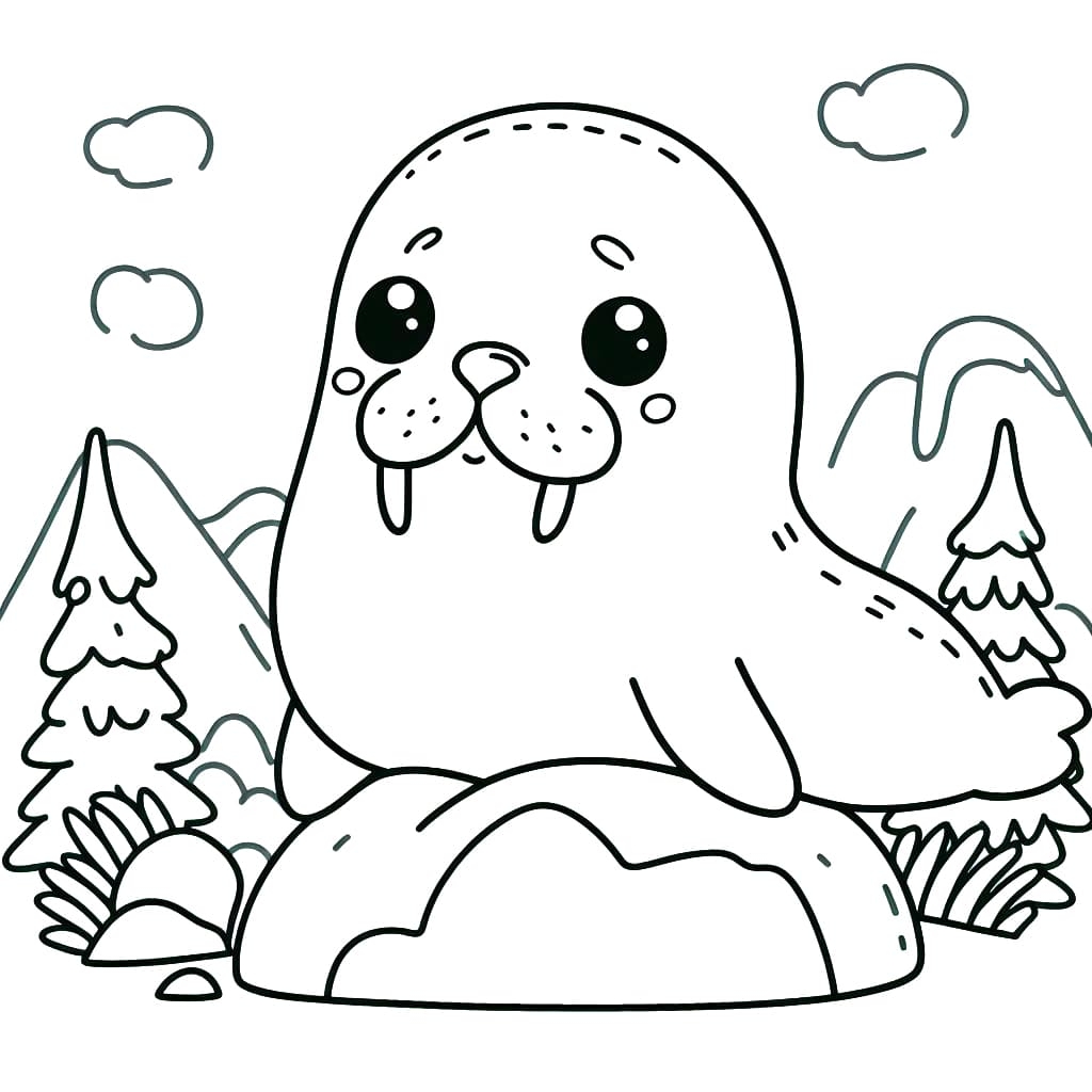 Cute Walrus Printable Coloring Page Download Print Or Color 