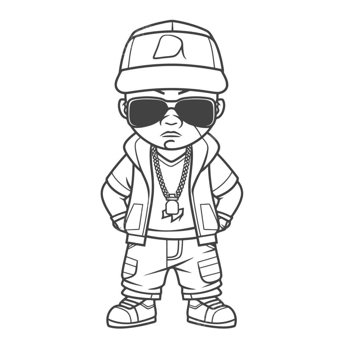 Cute Young Rapper Coloring Page Outline Sketch Drawing Vector Wing Drawing Ring Drawing Color Drawing PNG And Vector With Transparent Background For Free Download