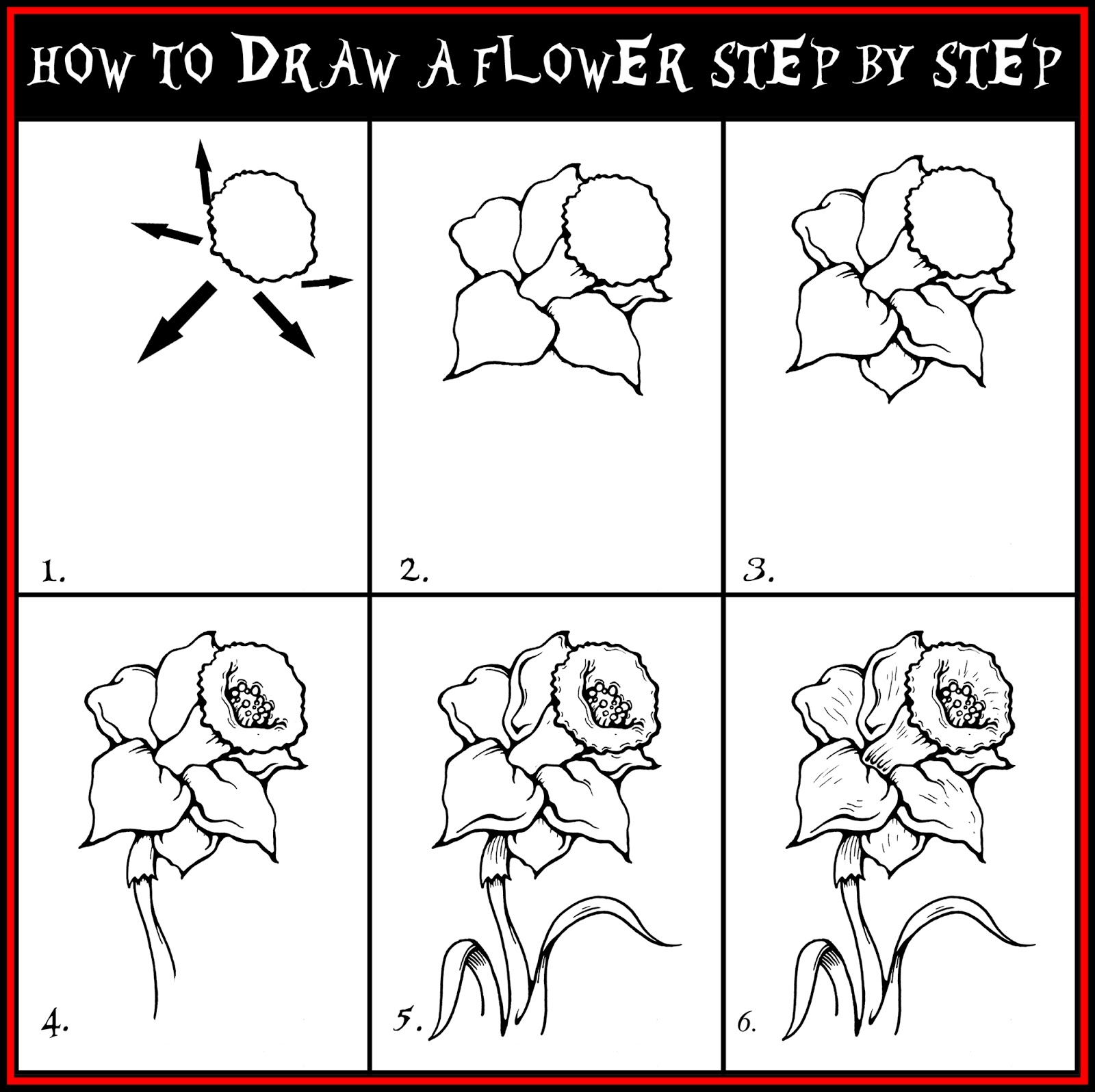 step flower drawing