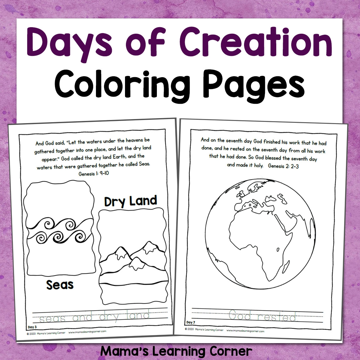 free creation coloring pages for preschoolers