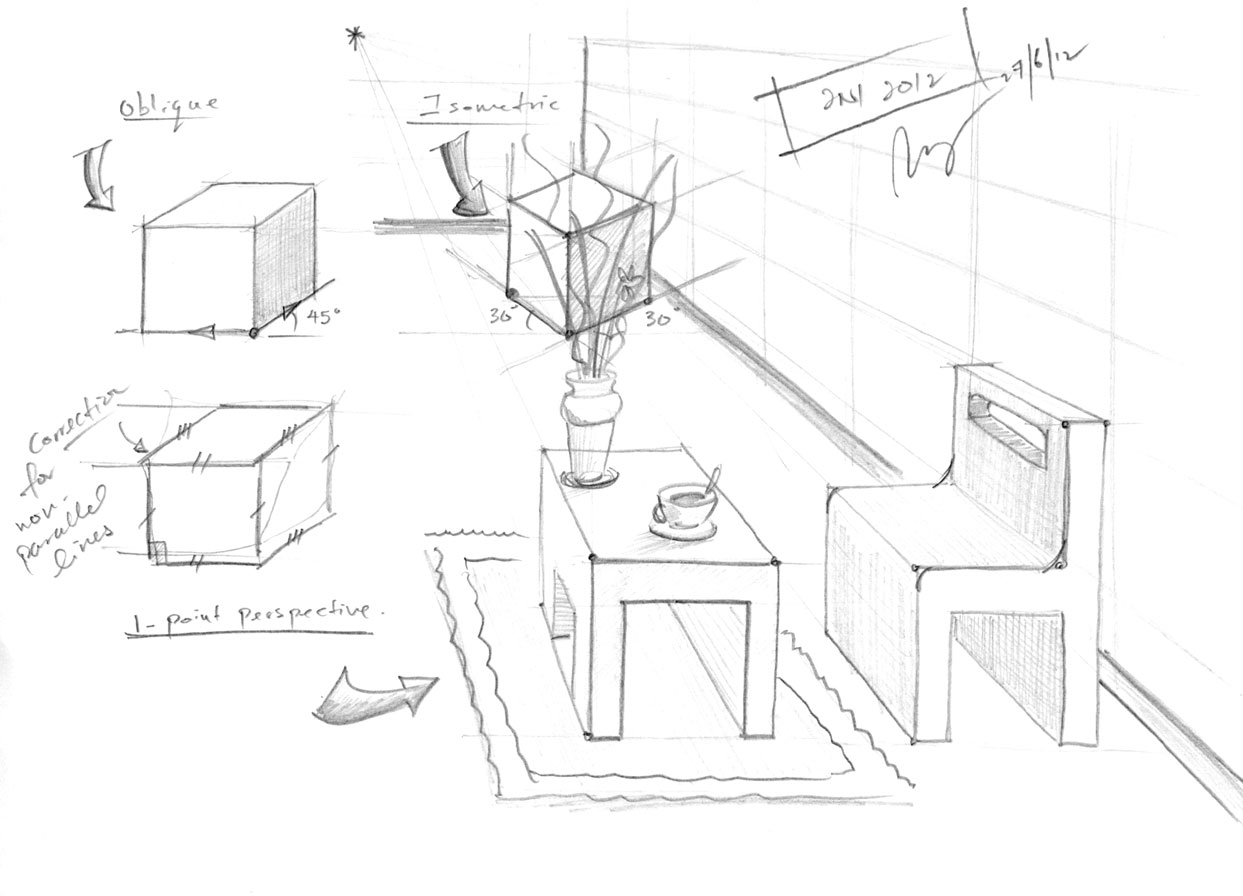 Design U0026 Technology Singapore Oblique Drawing To One Point Perspective Isometric