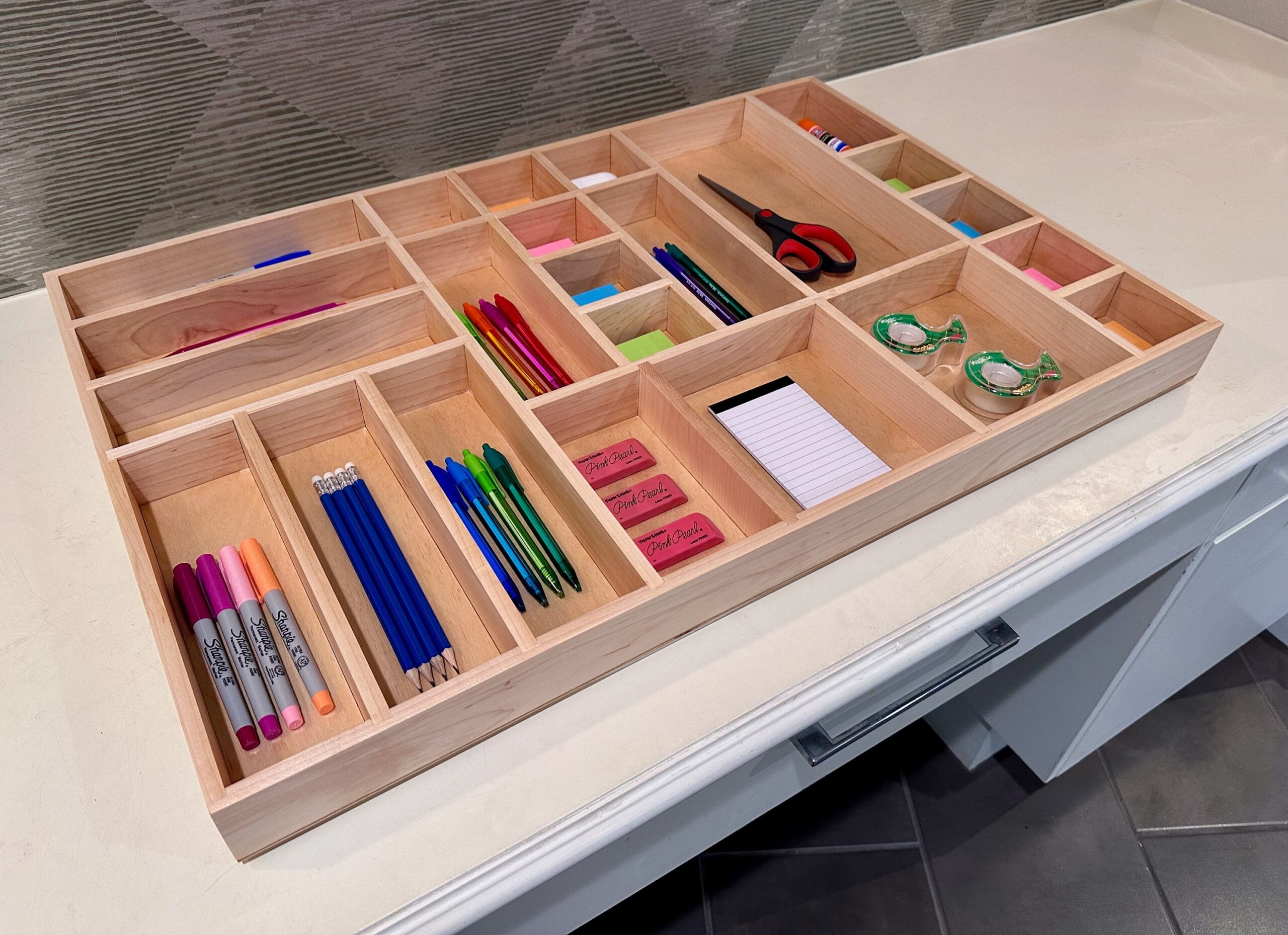 Desk Drawer Organizer Made From Maple Or Walnut Or White Oak Custom Made For Your Drawer Insert For Desk Organization For Office Etsy