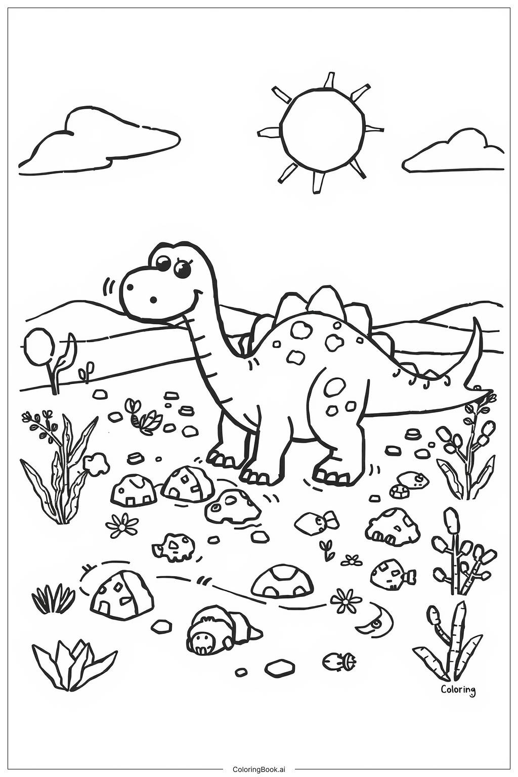 Dinosaur Fossil Discovery Coloring Page Free PDFu0026PNG Printable 
