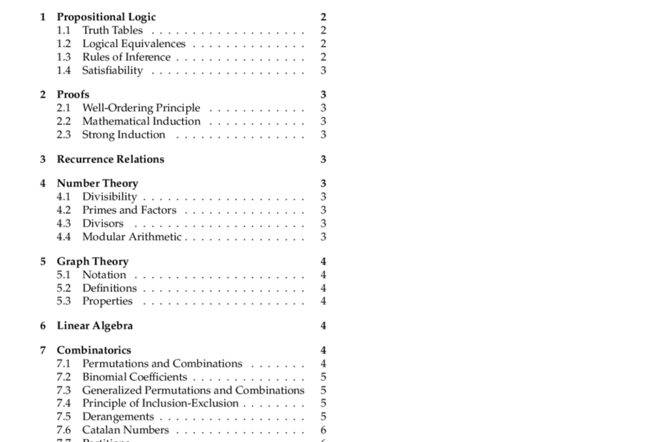 Discrete Math Cram Cheat Sheet Cheat Sheet Discrete Mathematics