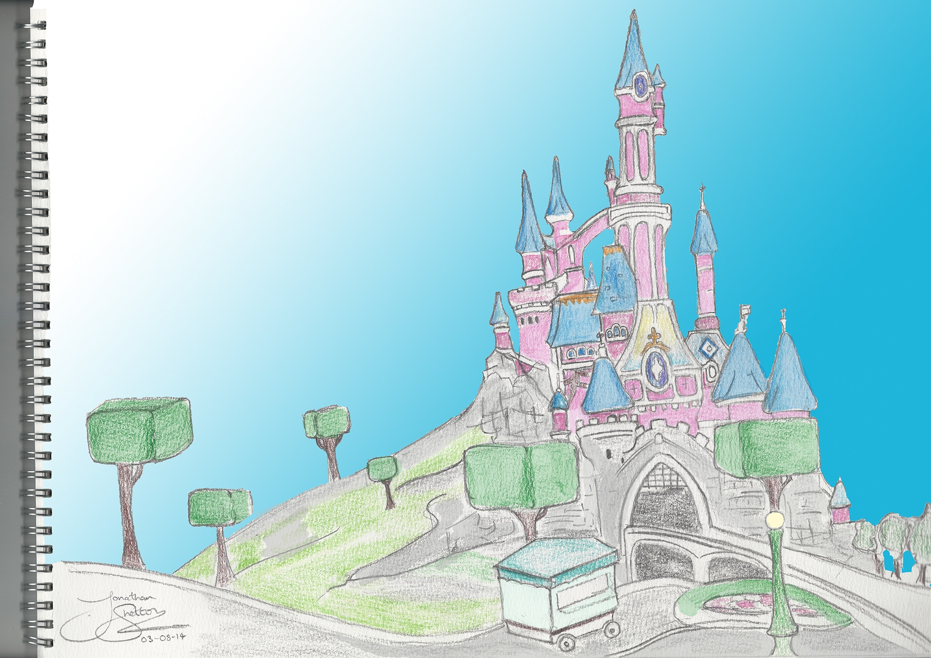 disney castle drawing