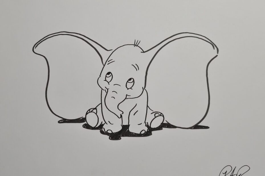 Disney Dumbo Character Animation Drawing Sketch Handmade drawn Art