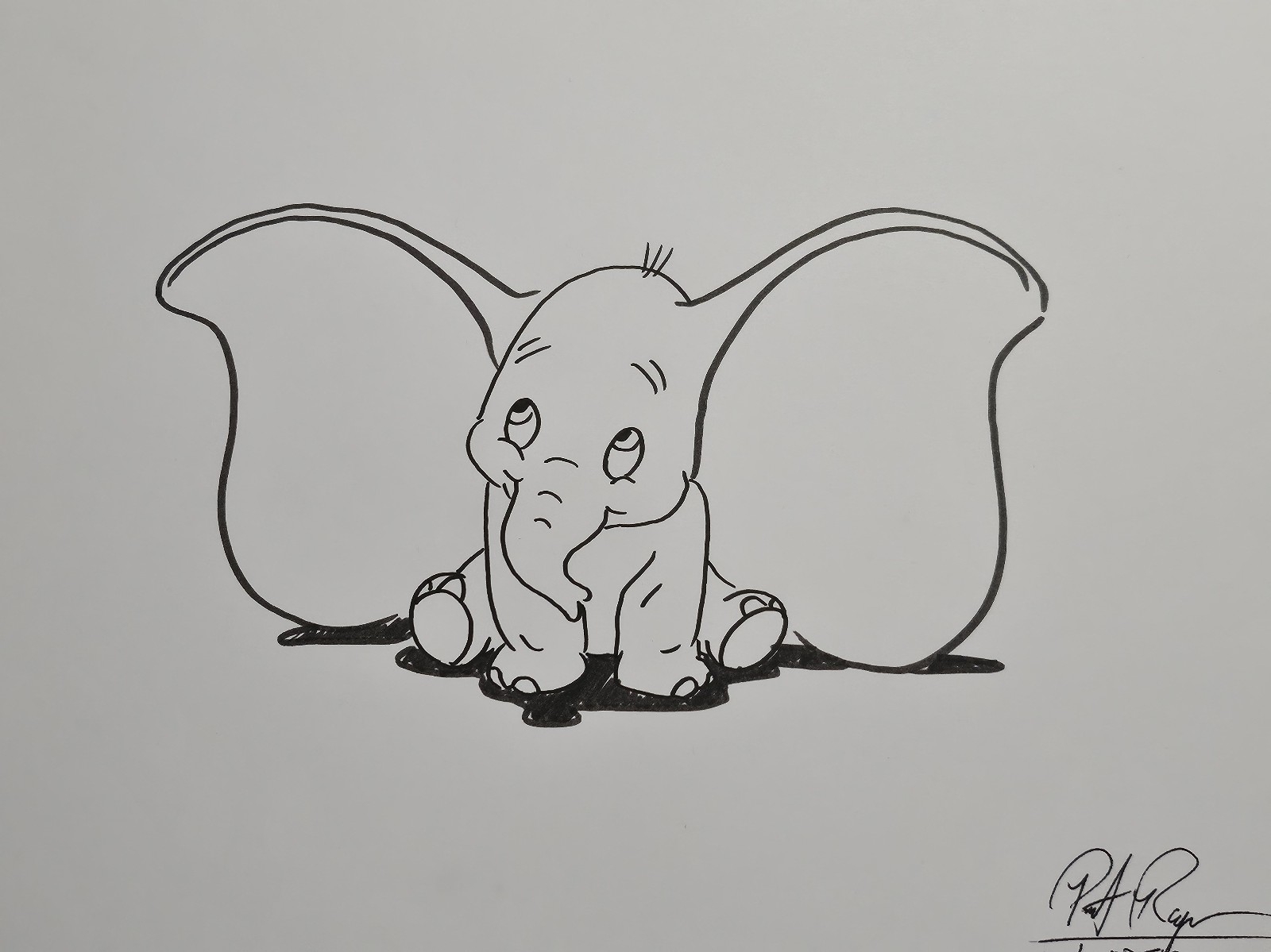 Disney Dumbo Character Animation Drawing Sketch Handmade drawn Art