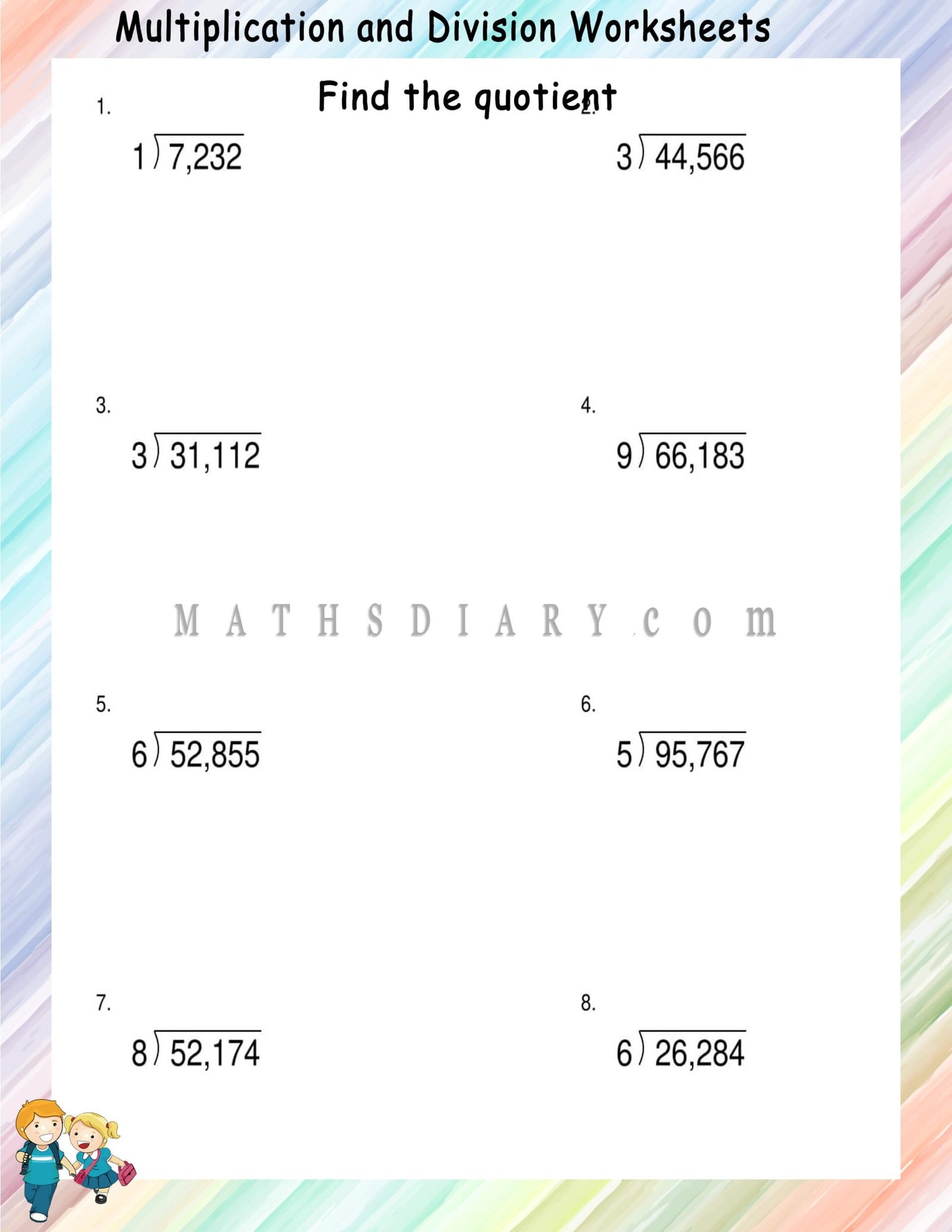 Division By 1 digit Number With Remainder Worksheets Math Worksheets MathsDiary