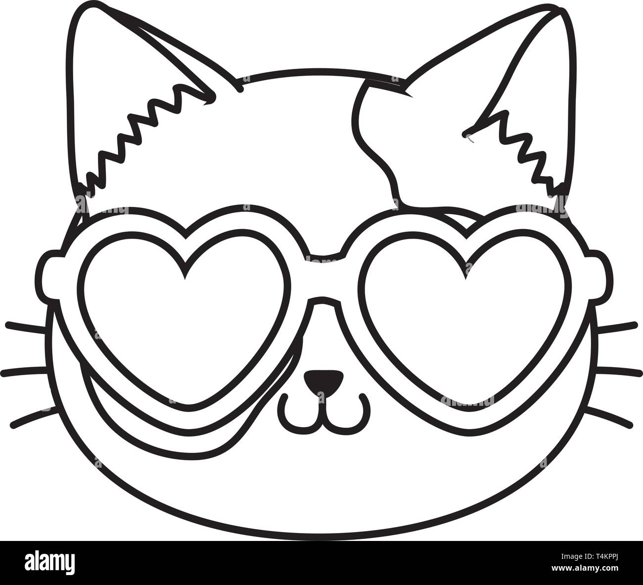 cat wearing sunglasses coloring sheet
