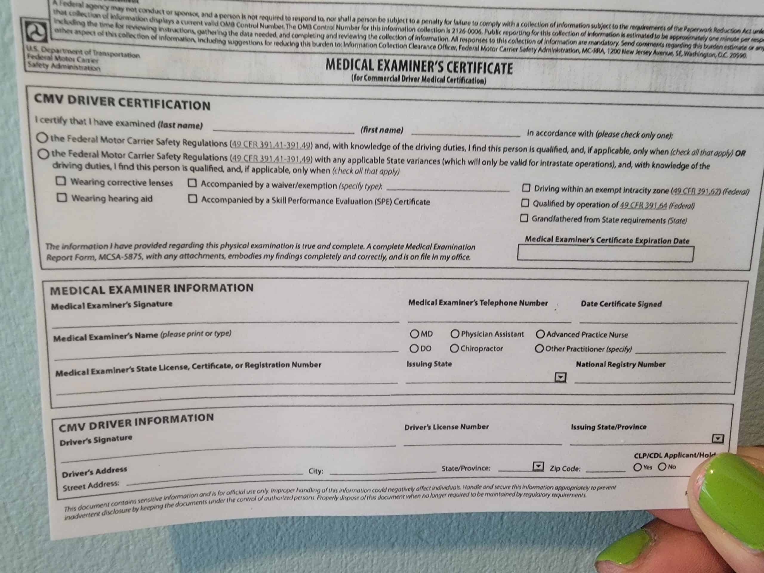 DOT Medical Cards In NC