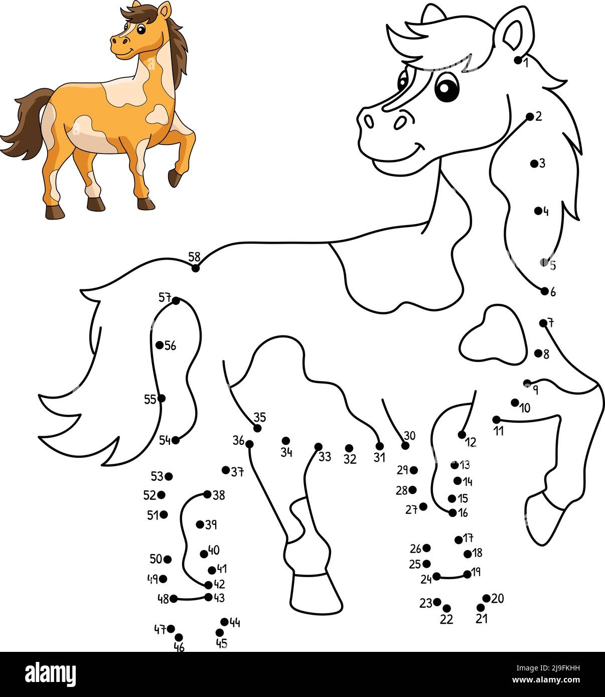 Dot To Dot Horse Coloring Page For Kids Stock Vector Image U0026 Art Alamy