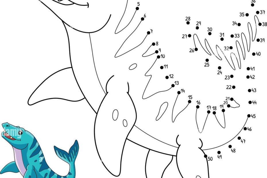Dot To Dot Mosasaurus Dinosaur Coloring Isolated Stock Vector Image U0026 Art Alamy