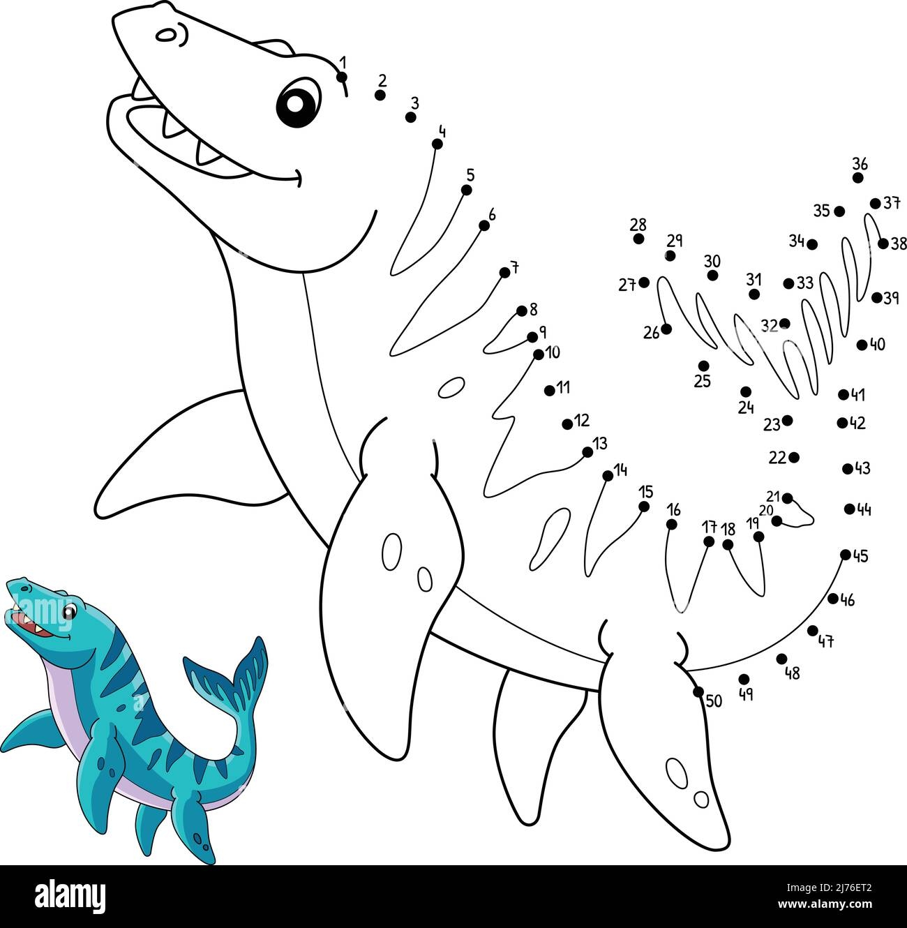 Dot To Dot Mosasaurus Dinosaur Coloring Isolated Stock Vector Image U0026 Art Alamy