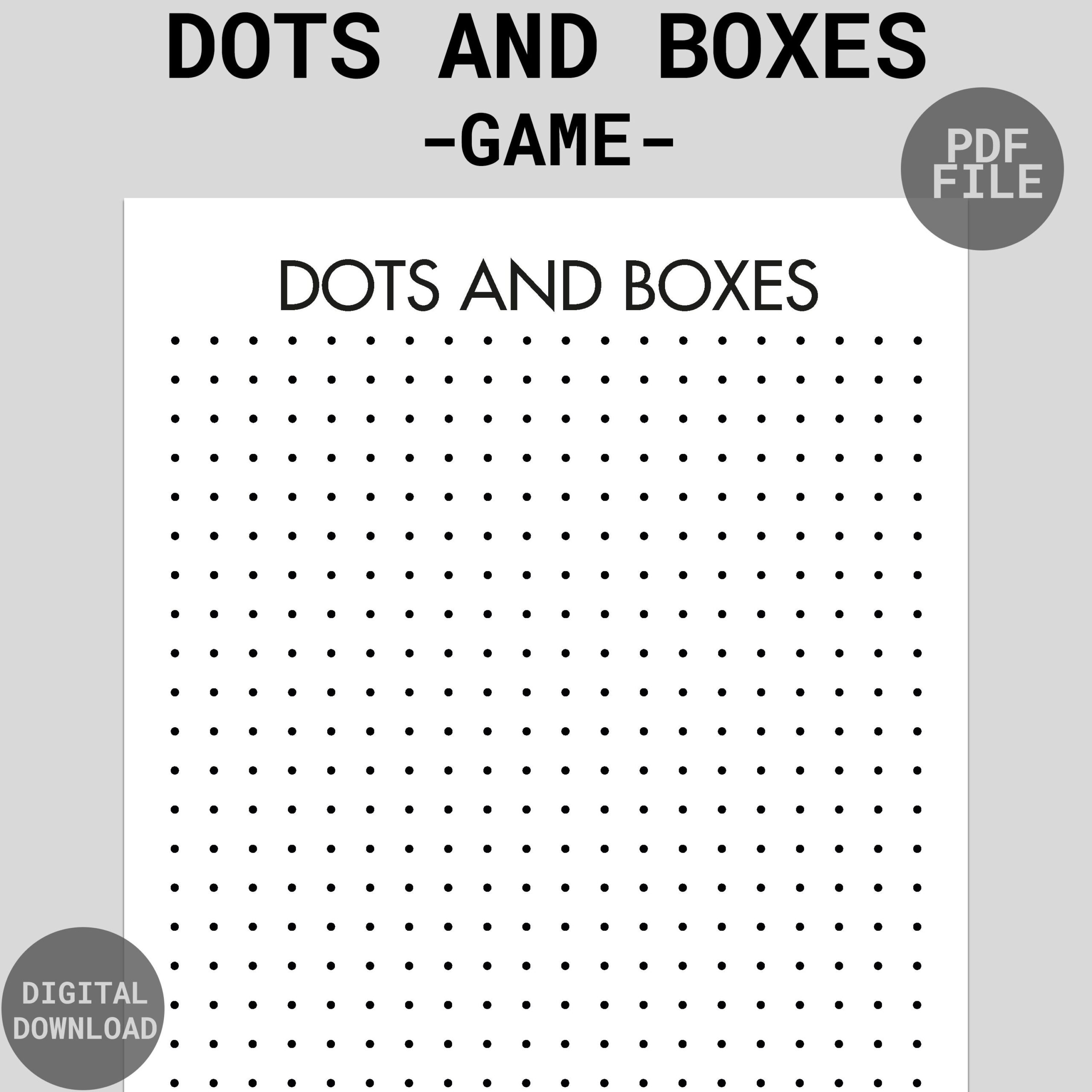 Dots And Boxes Game Printable Dots Game Classic Board Game 