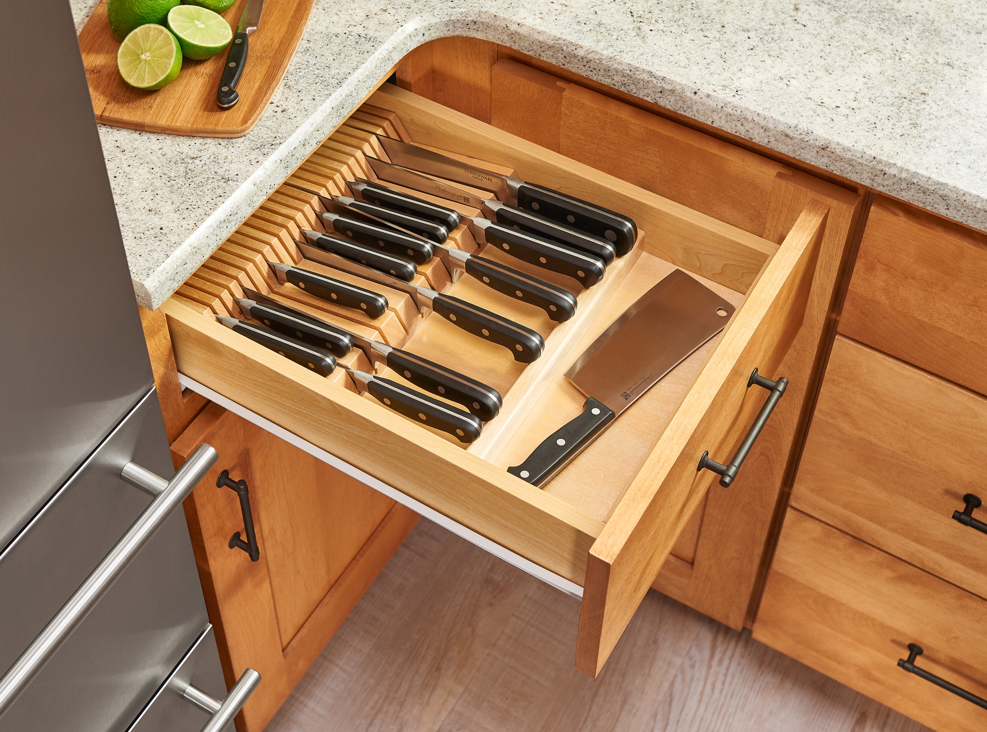 DOUBLE KNIFE BLOCK DRAWER INSERT Bishop Cabinets
