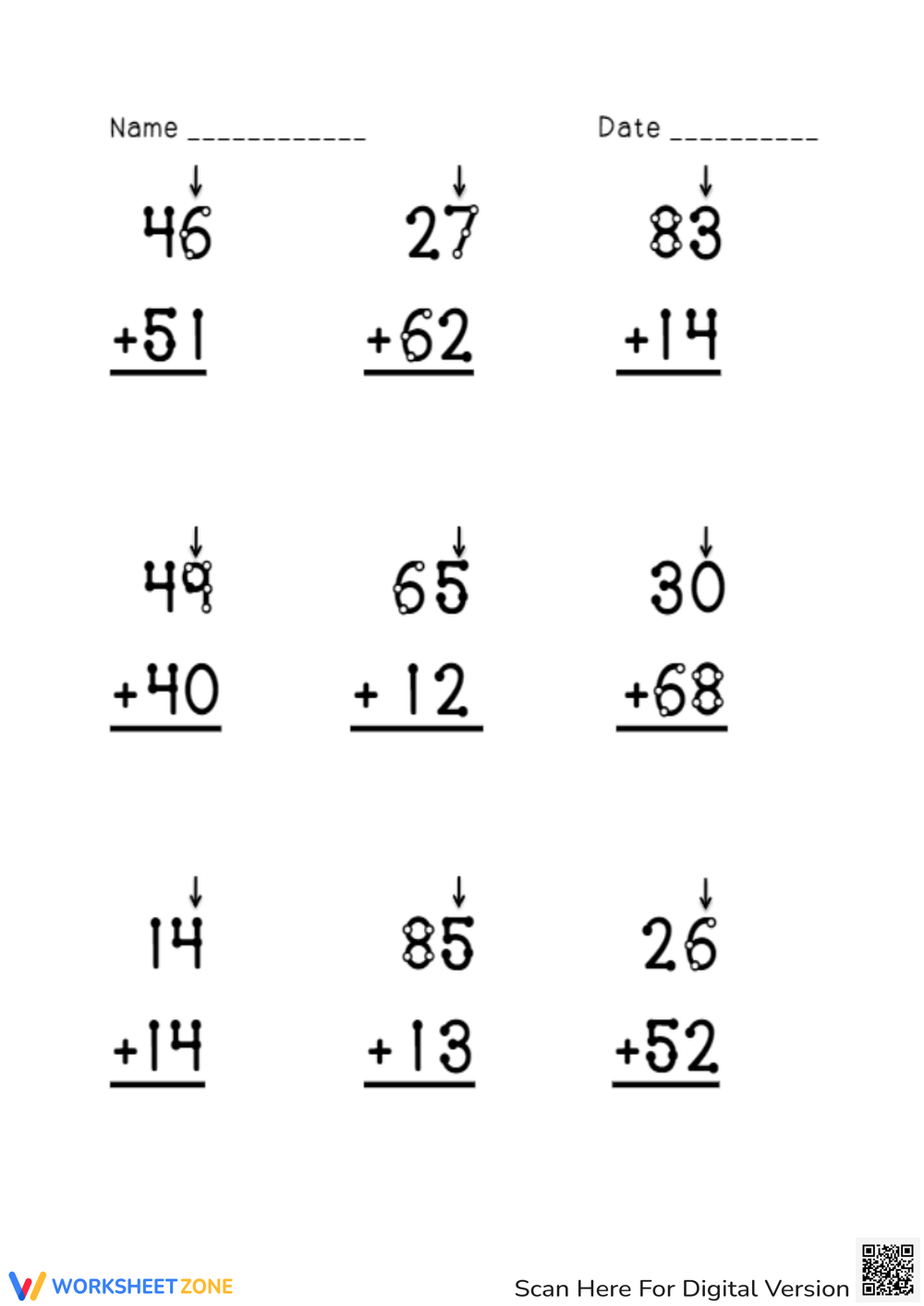 touch math addition worksheets