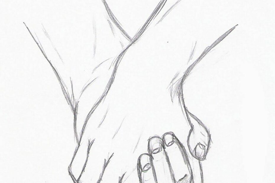 Download Cute Couple Drawing Of Hands Intertwined Wallpaper