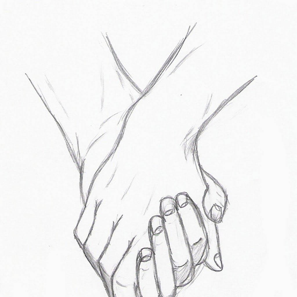 Download Cute Couple Drawing Of Hands Intertwined Wallpaper 