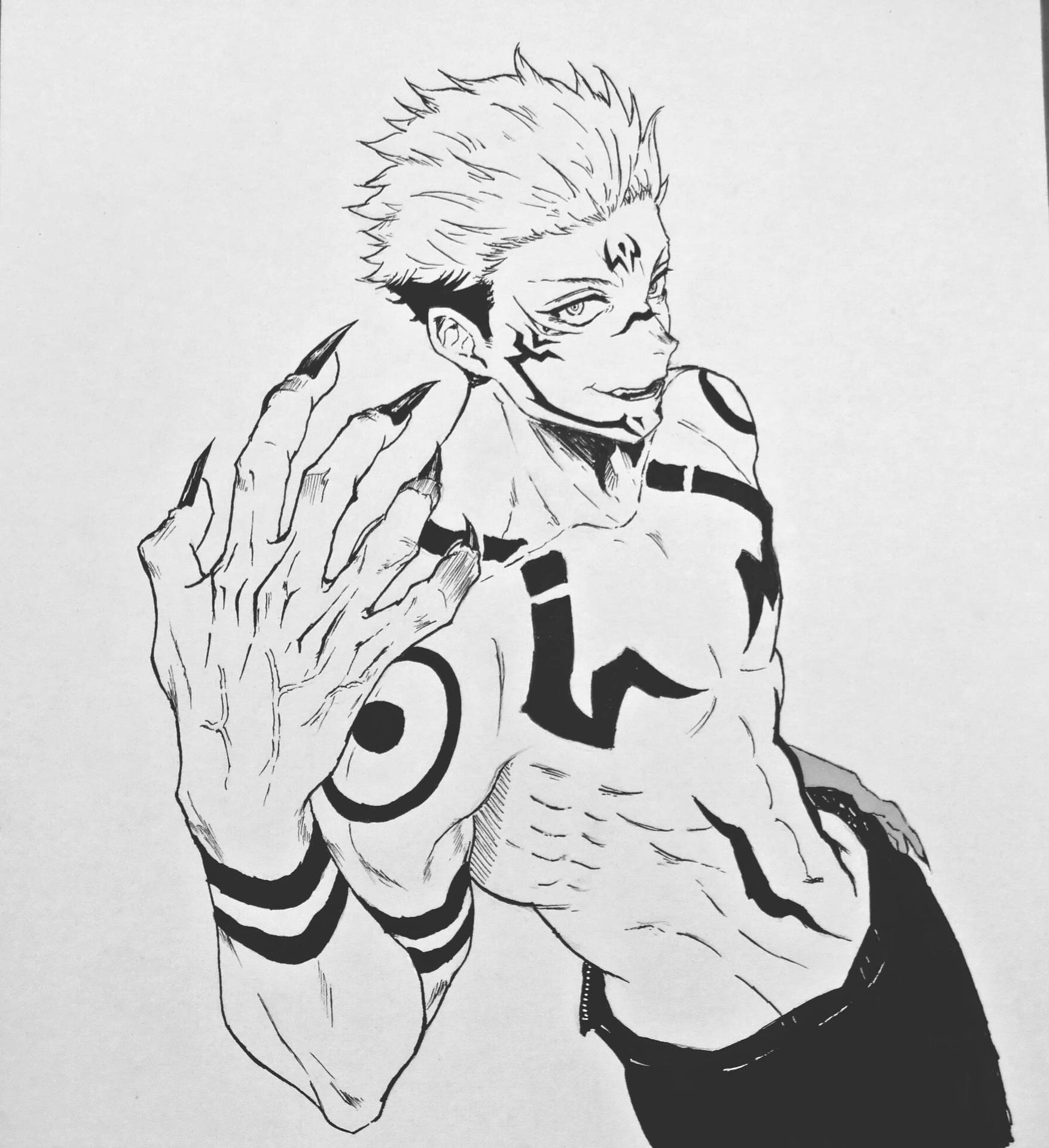 Download Jujutsu Kaisen Sukuna Anime Drawing Wallpaper 