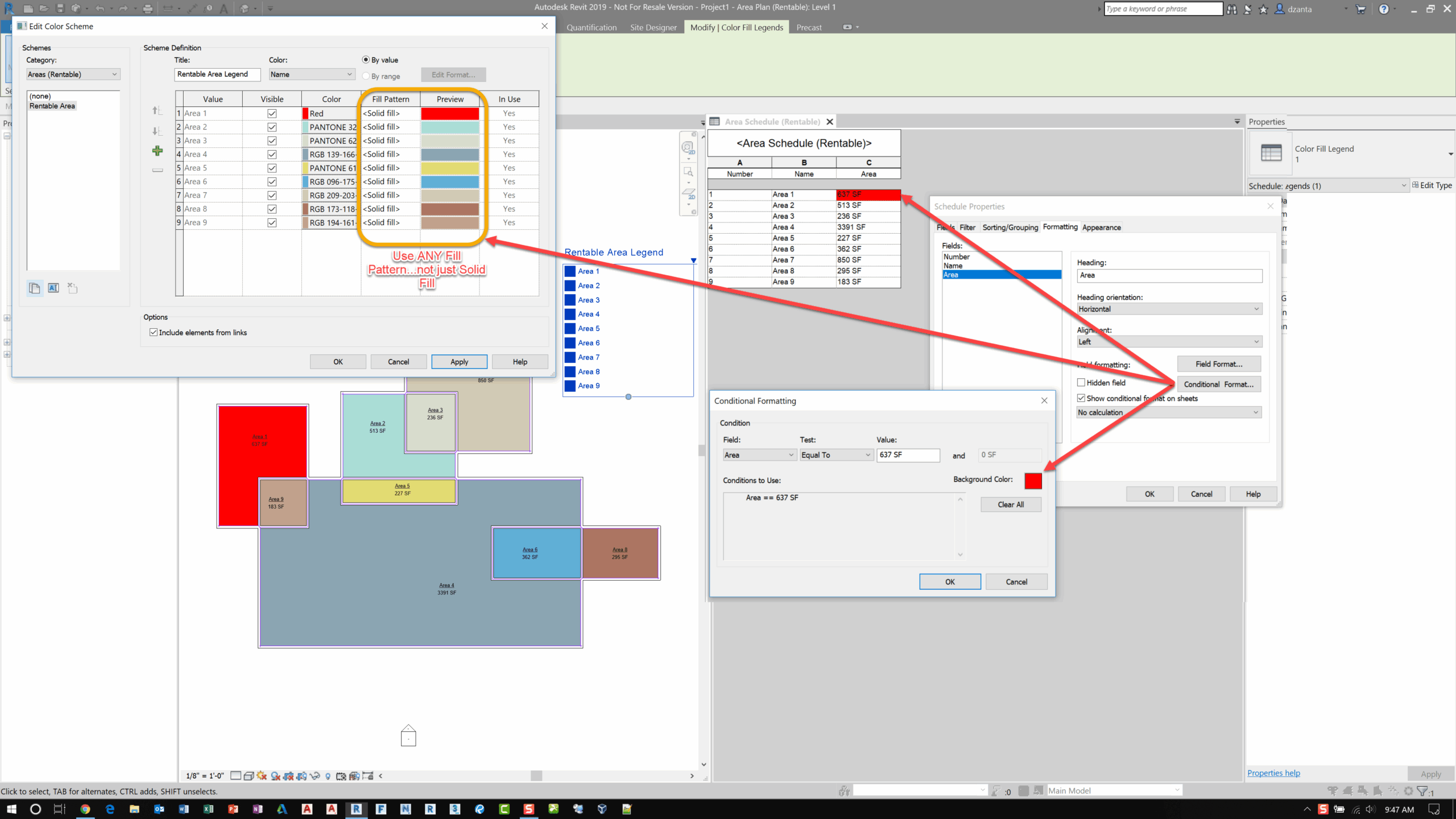 Drafting Fill Patterns Within Conditional Formatting Schedule Autodesk Community