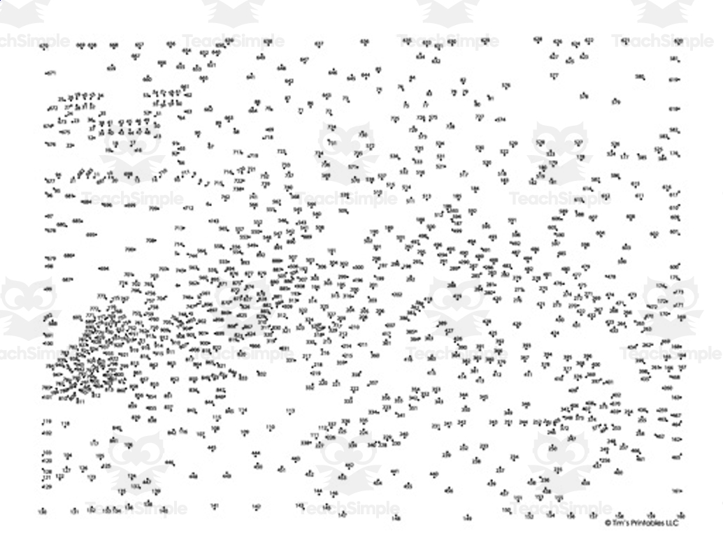 Dragon Extreme Difficulty Dot to Dot Connect The Dots Puzzle