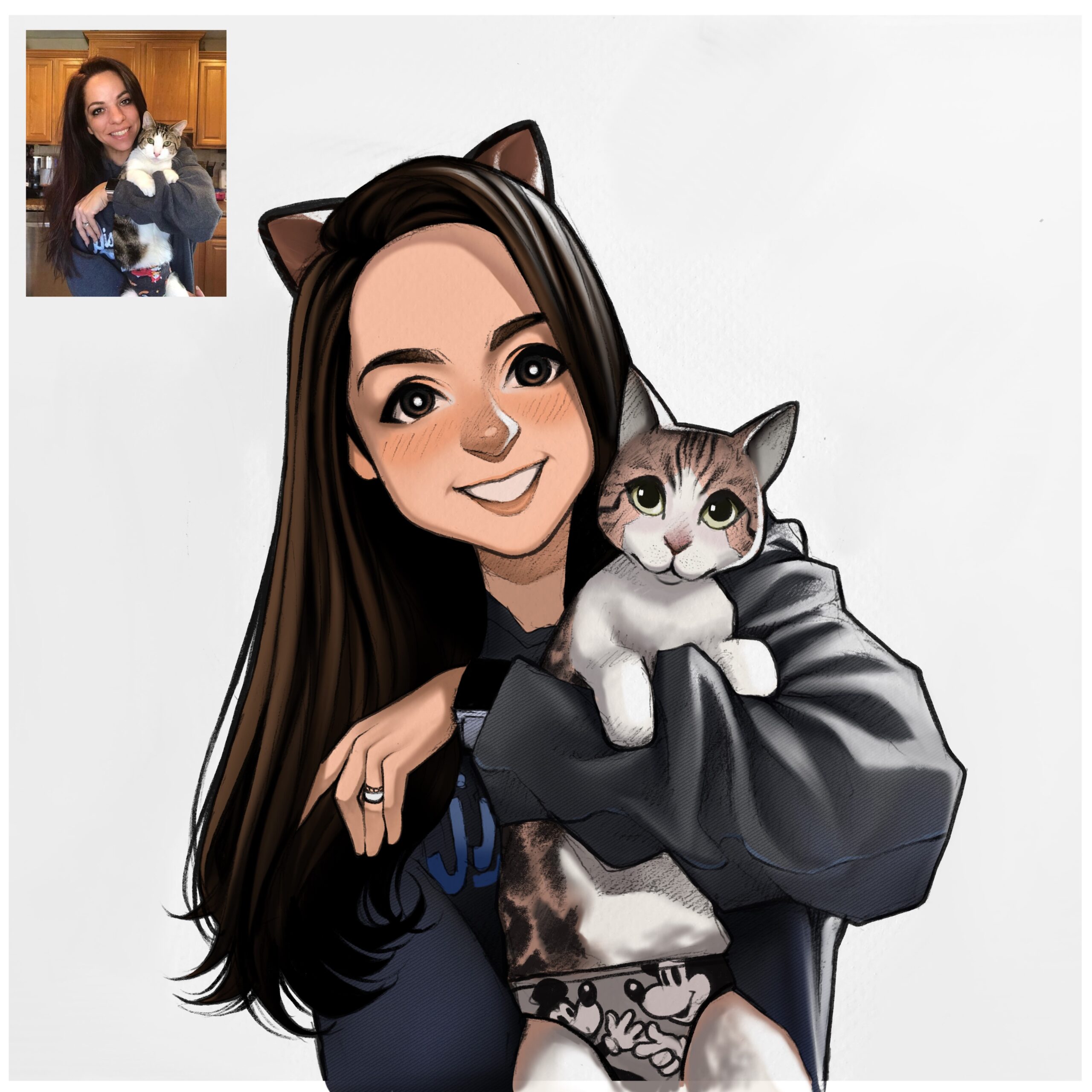 Draw Cute Cartoon From You And Your Pet Photo In Colour By Rudi1097 Fiverr