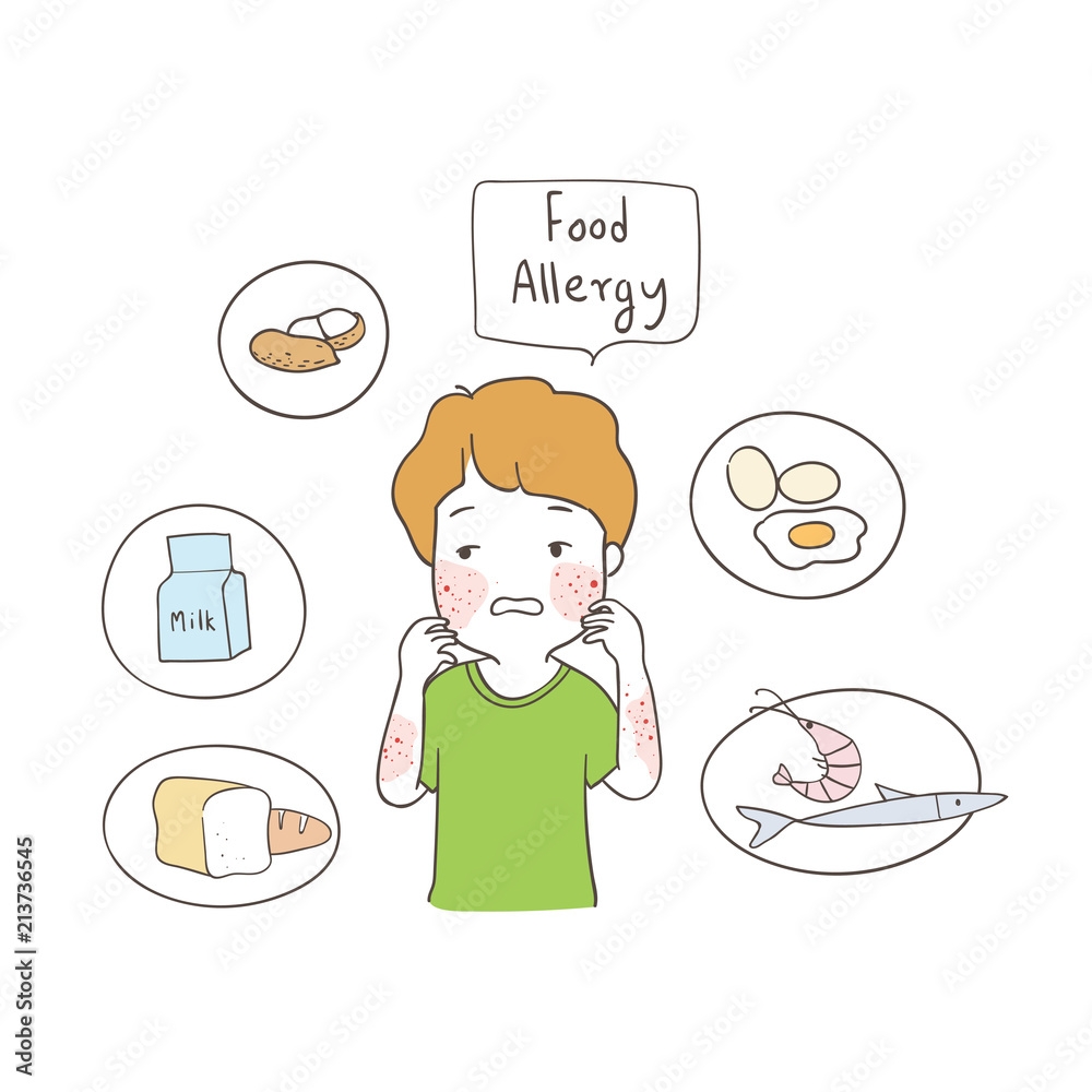 Draw Infographic A Boy And Food Allergy Stock Vector Adobe Stock