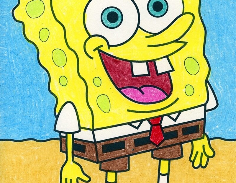 Draw SpongeBob SquarePants Tutorial And SpongeBob Coloring Page