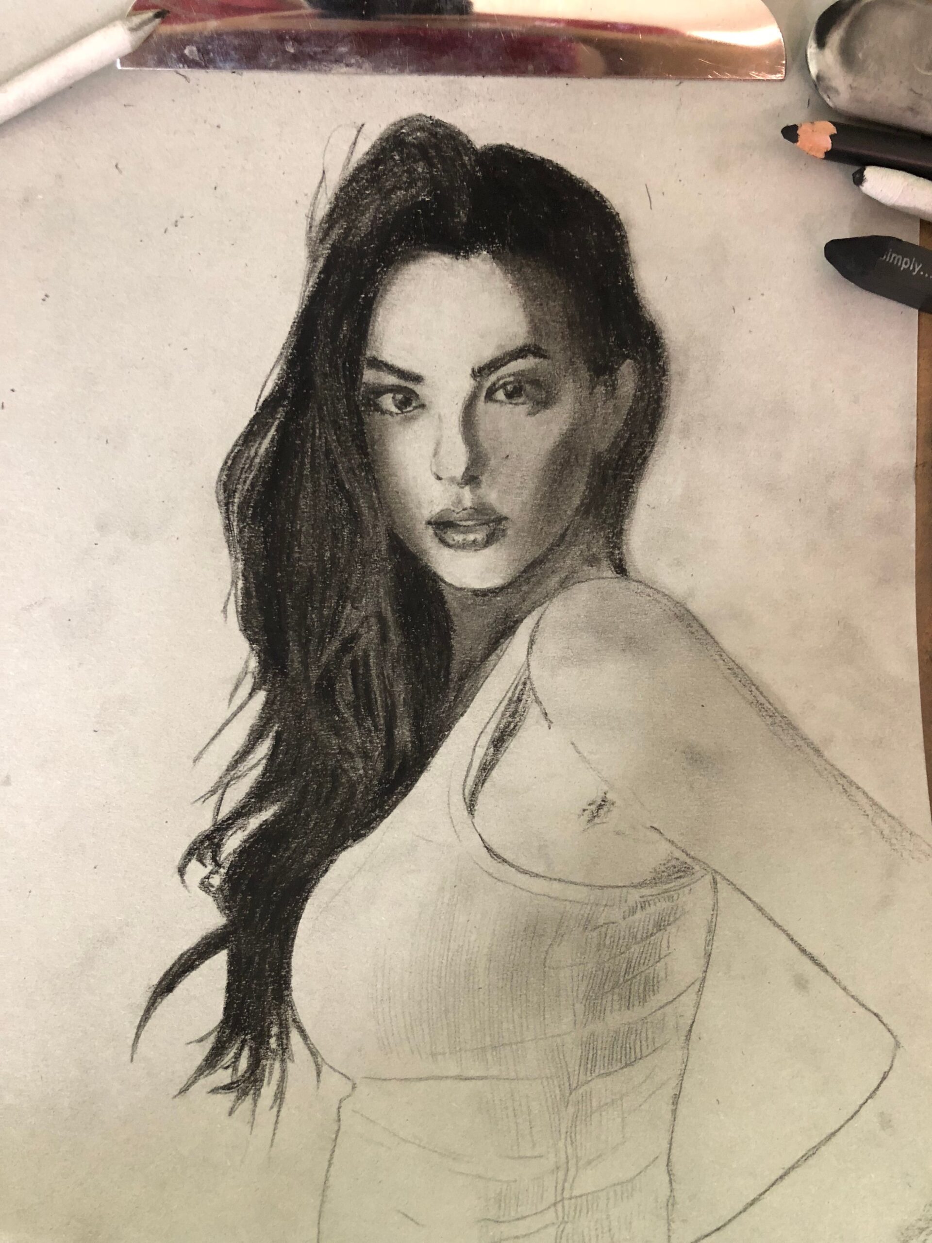 Drawing A Girl How To Draw Using Charcoal Realistic Art Steemit