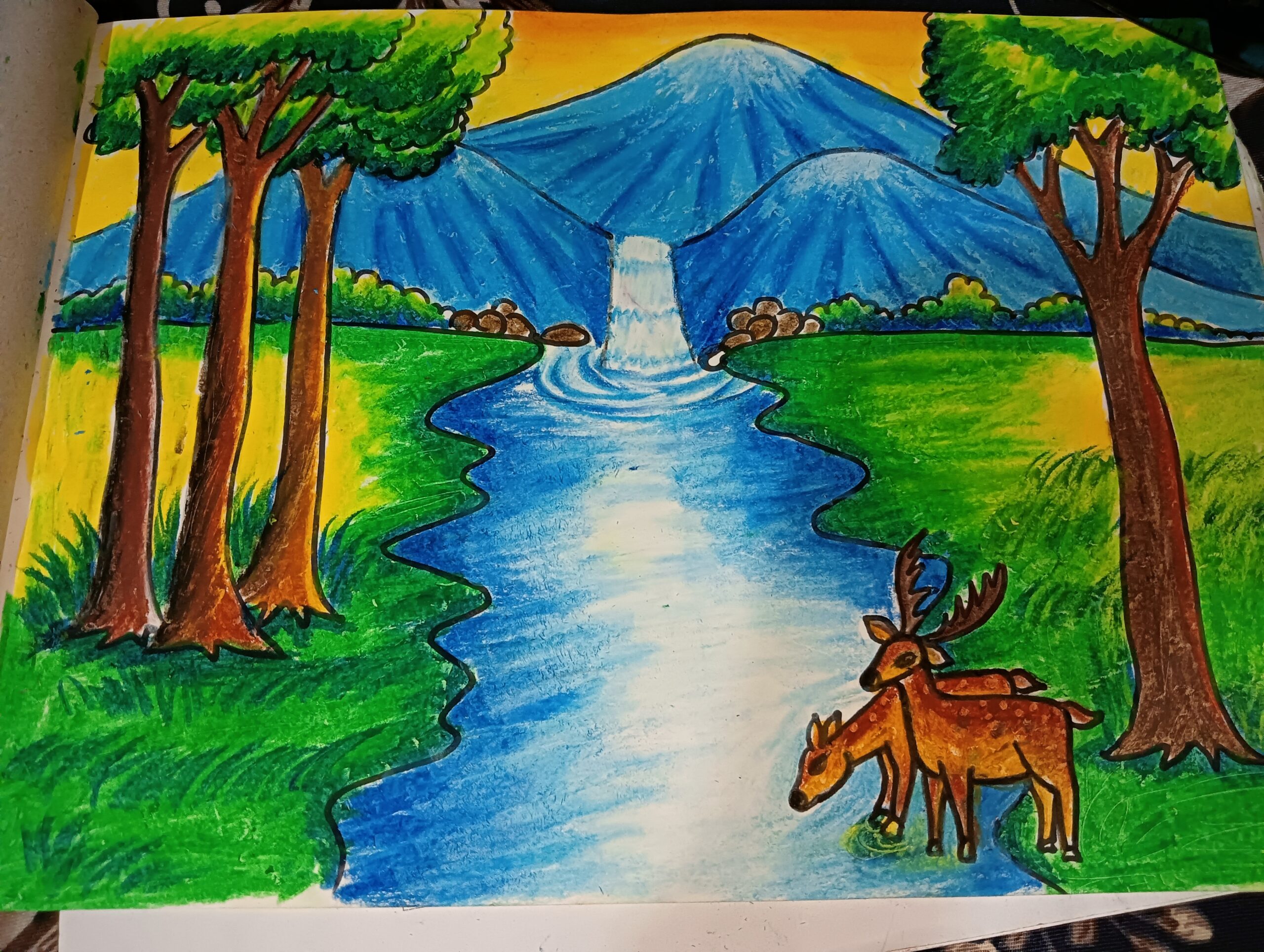 Drawing Beautiful Forest Scenery Steemit