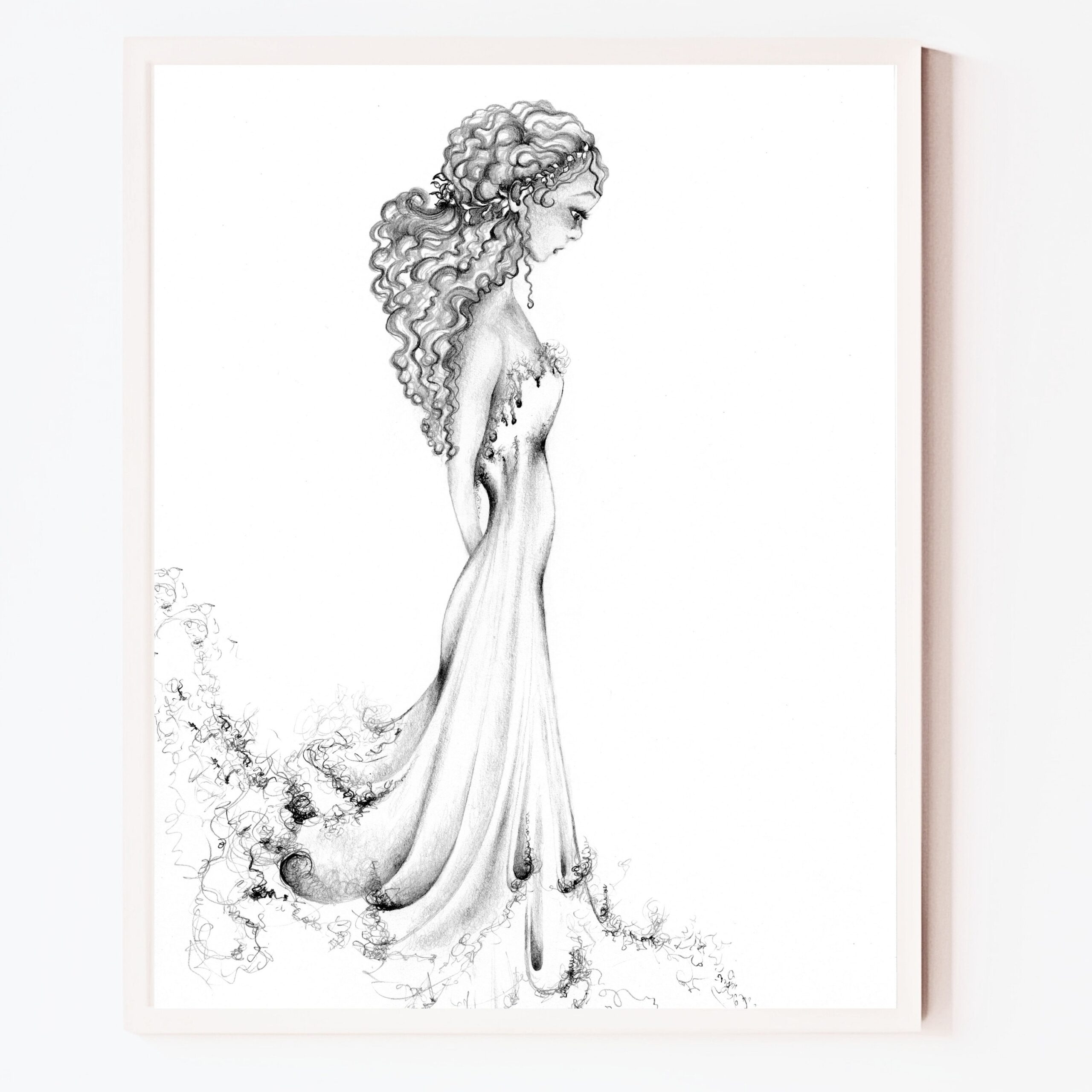 Drawing Of A Girl Beautiful Girl Drawing Pretty Girl Print Fine 