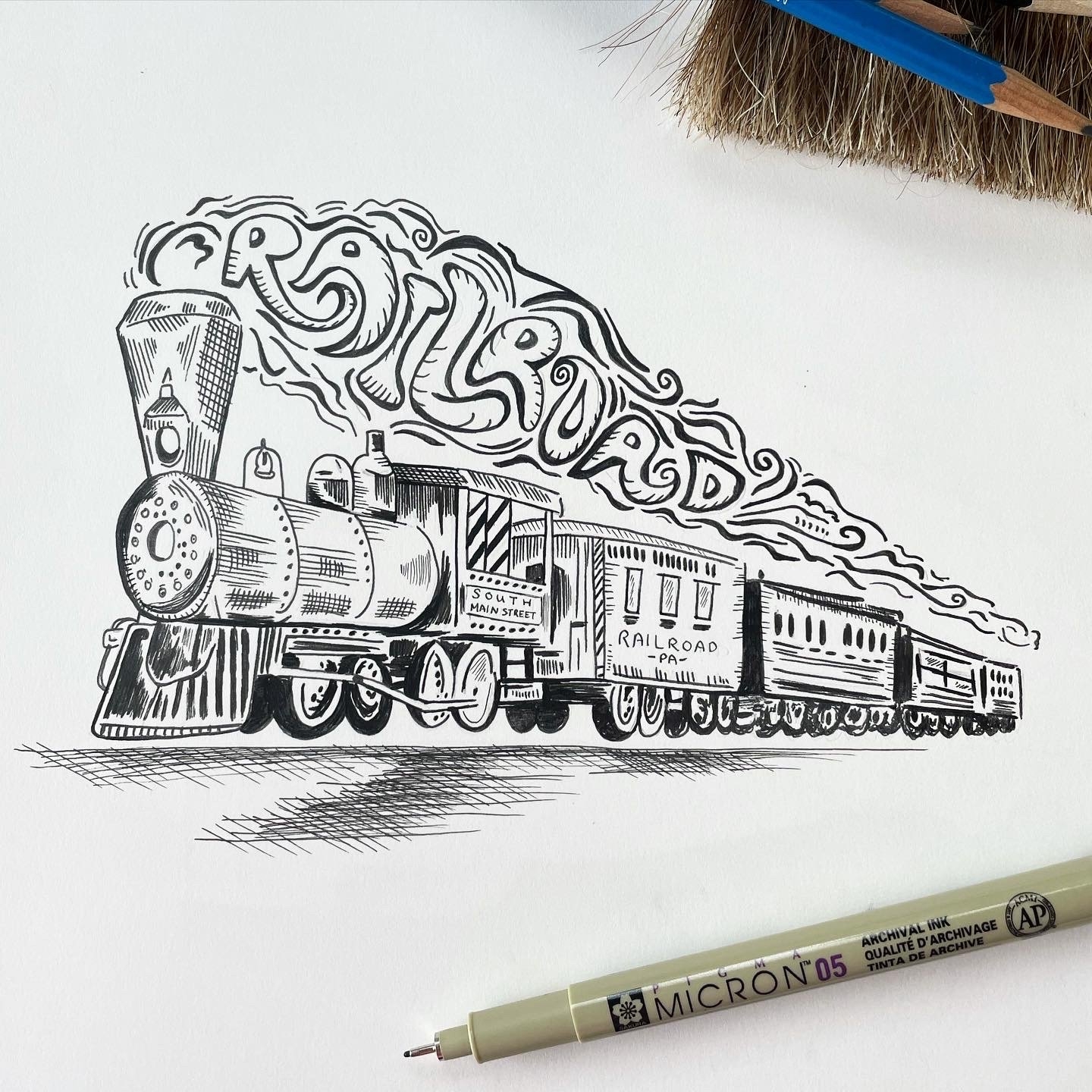 Drawing Of A Train In Railroad PA Hoot Design Studio