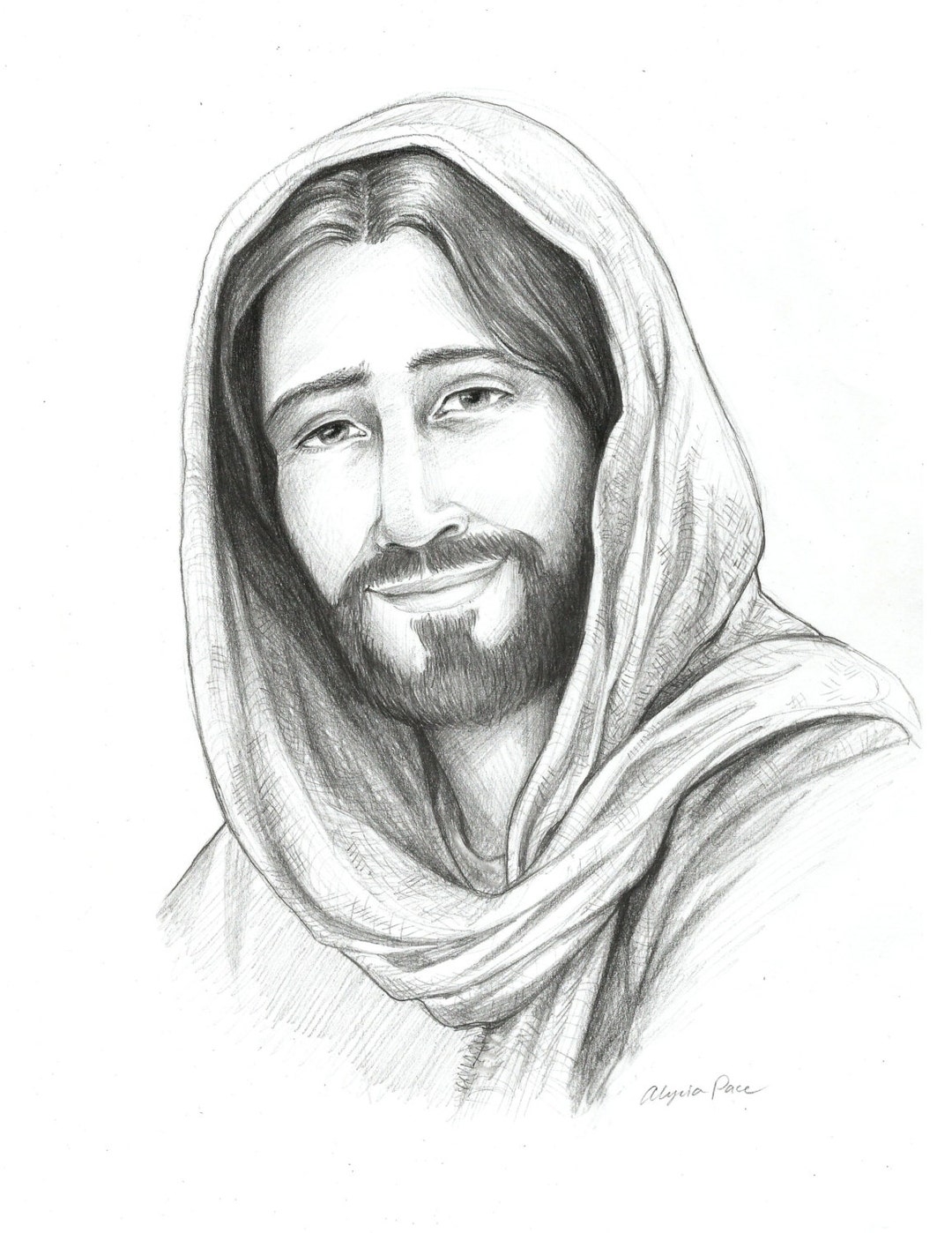 Drawing Of Christ Sketch Of Jesus Religious Art Savior Of The World Pencil Sketch Christian LDS Mormon Etsy