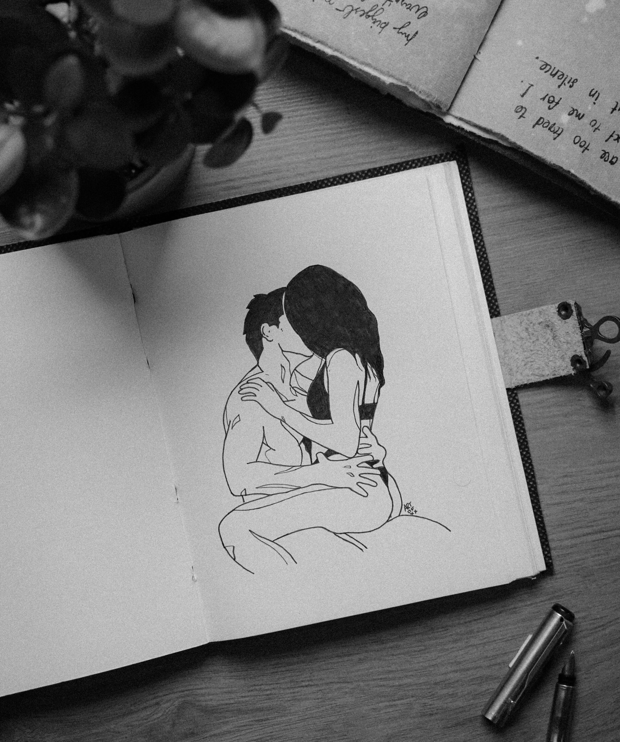 Drawing Of Kiss Free Stock Photo