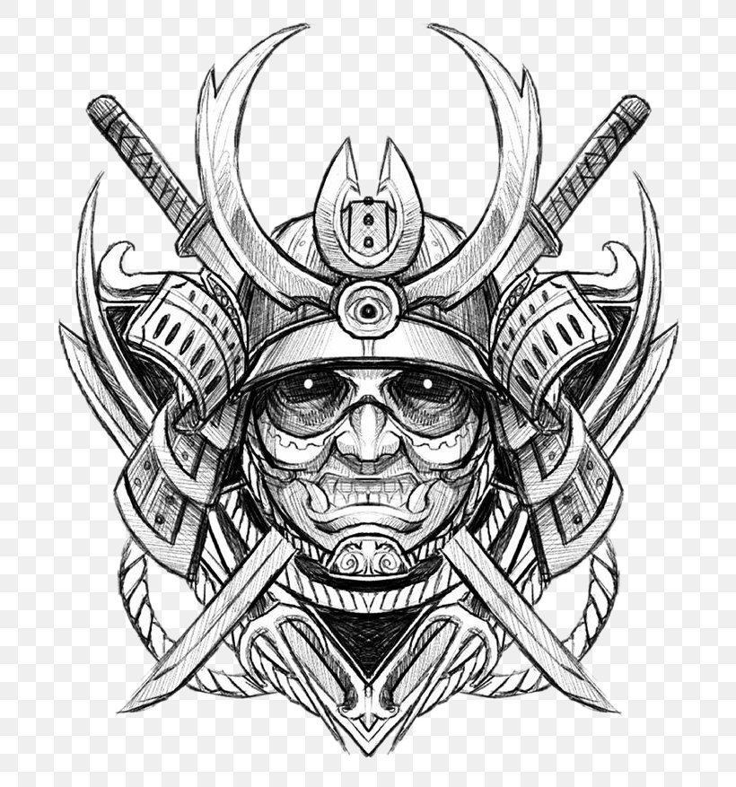 Drawing Samurai Tattoo Sketch PNG