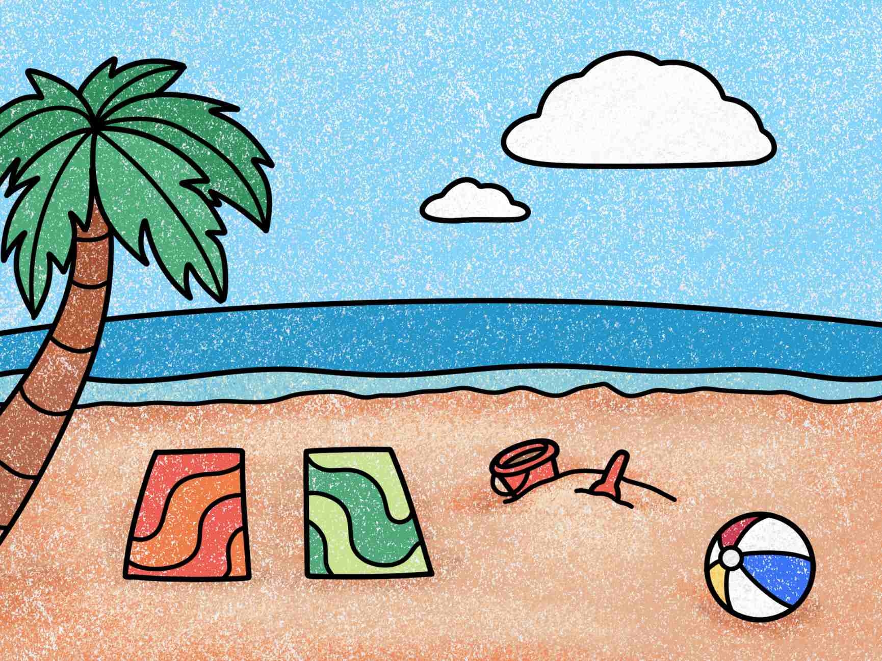 Easy Beach Drawing HelloArtsy