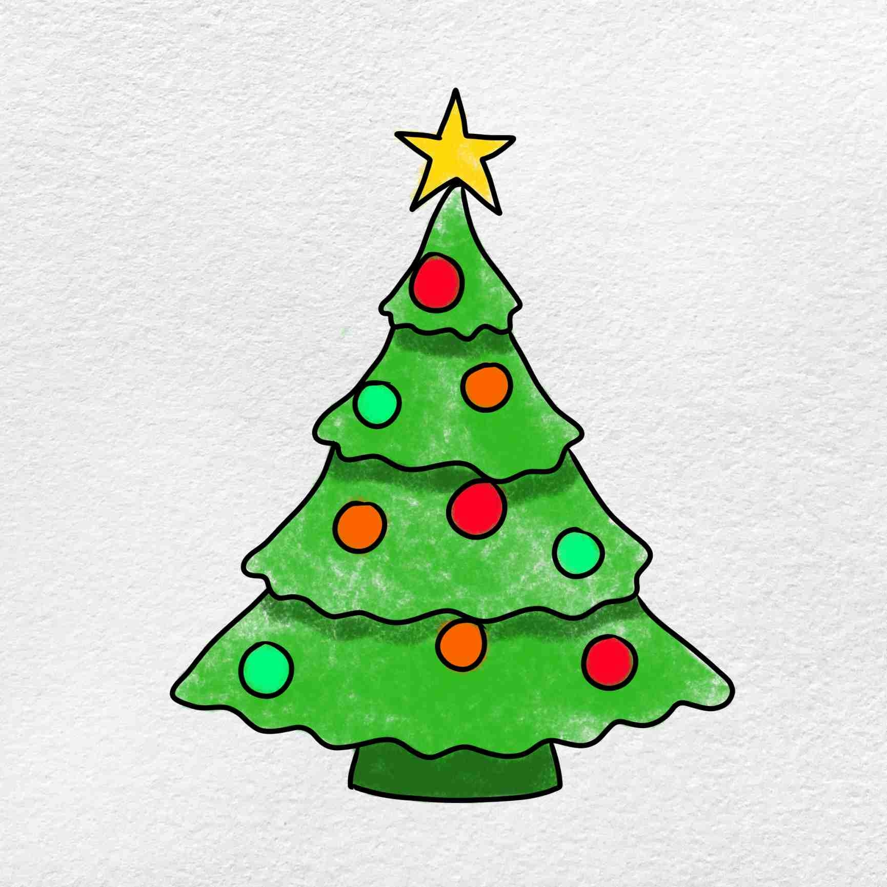 Easy Christmas Tree Drawing HelloArtsy