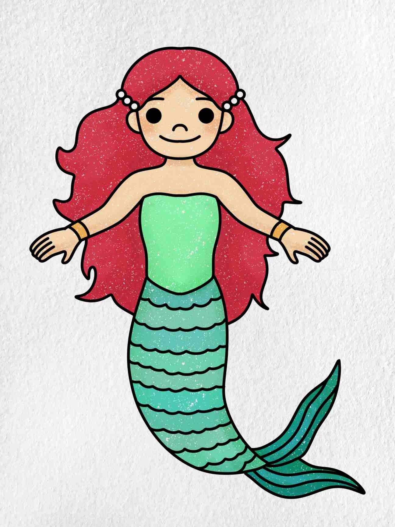 Easy Cute Mermaid Drawing HelloArtsy
