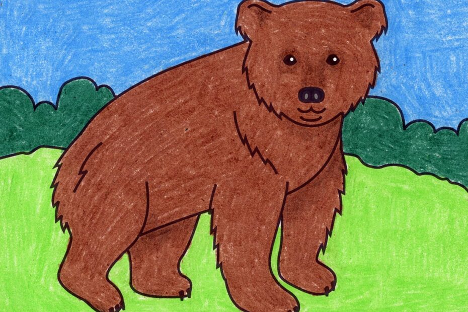 Easy How To Draw A Bear Tutorial Video And Bear Coloring Page