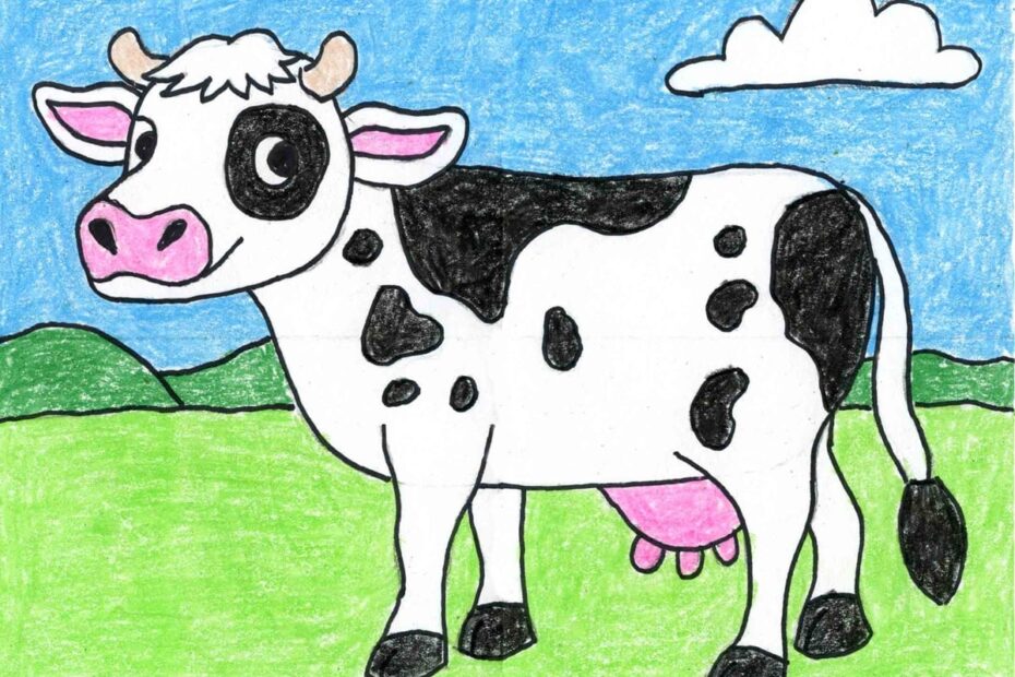 Easy How To Draw A Cow Tutorial Video And Cow Coloring Page