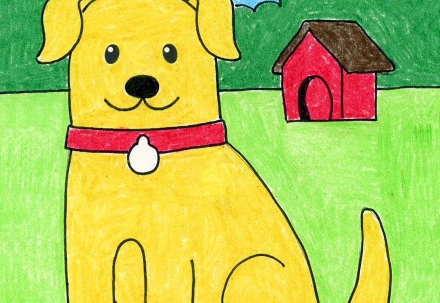 Easy How To Draw A Dog Tutorial Video And Dog Coloring Page