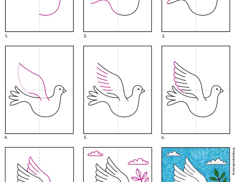 Easy How To Draw A Dove Tutorial And Dove Coloring Page