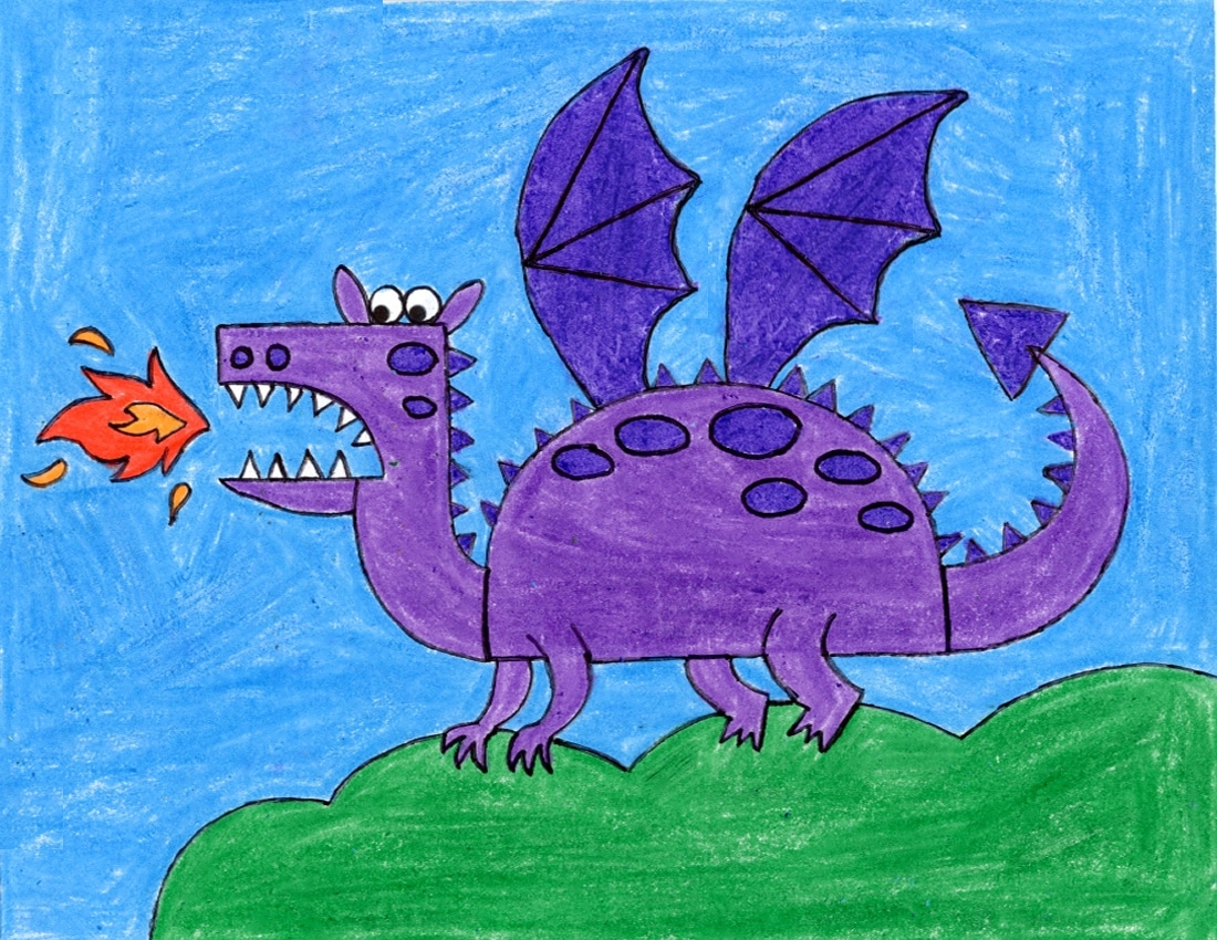 Easy How To Draw A Dragon Tutorial And Dragon Coloring Page