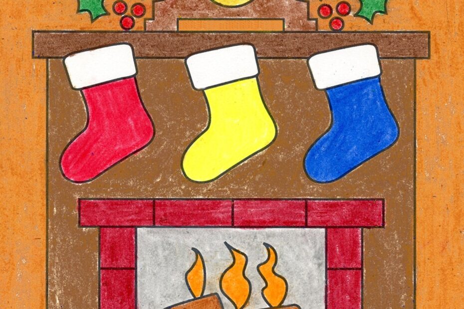Easy How To Draw A Fireplace Tutorial And Fireplace Coloring Page