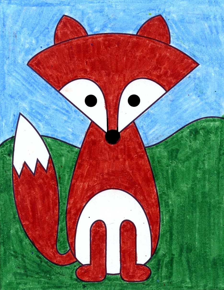 Easy How To Draw A Fox Tutorial And Fox Coloring Page