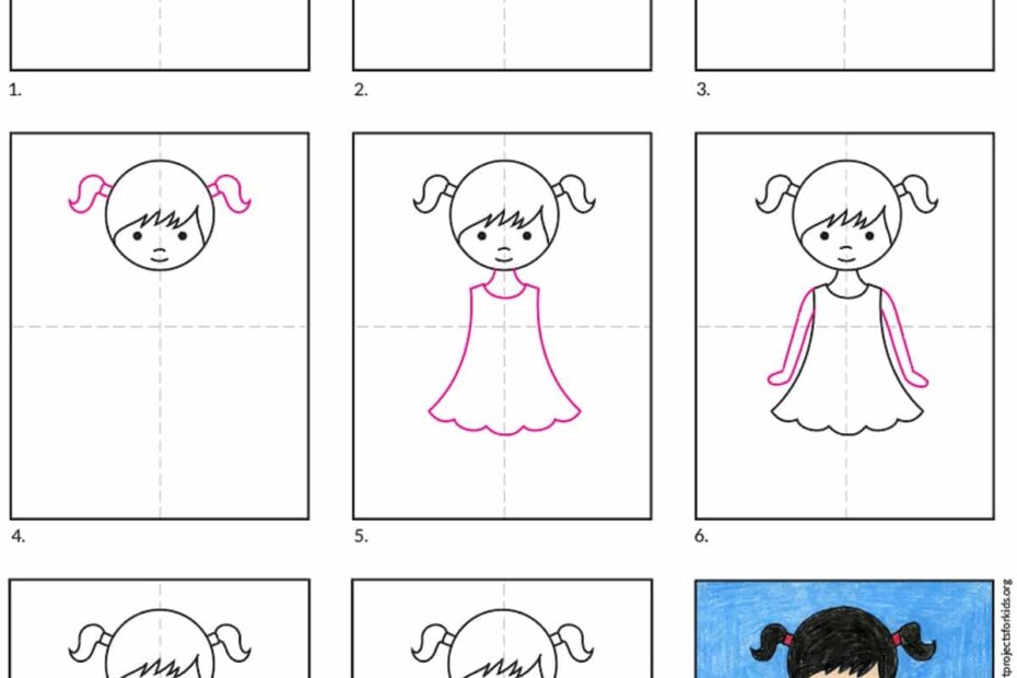 Easy How To Draw A Girl Tutorial Video And Girl Coloring Page