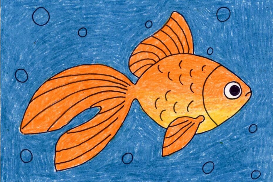 Easy How To Draw A Goldfish Tutorial And Goldfish Coloring Page