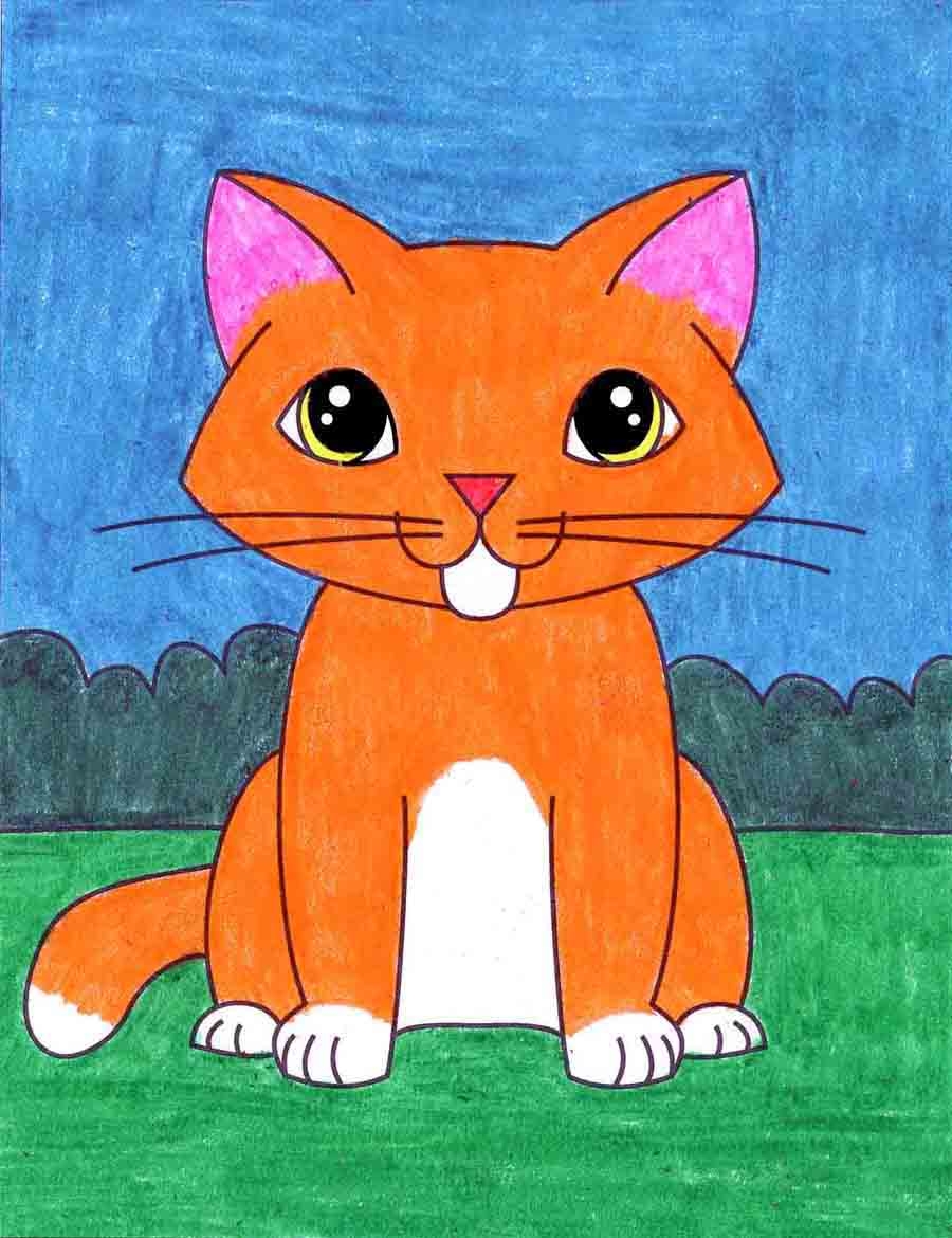 Easy How To Draw A Kitten Tutorial And Kitten Coloring Page