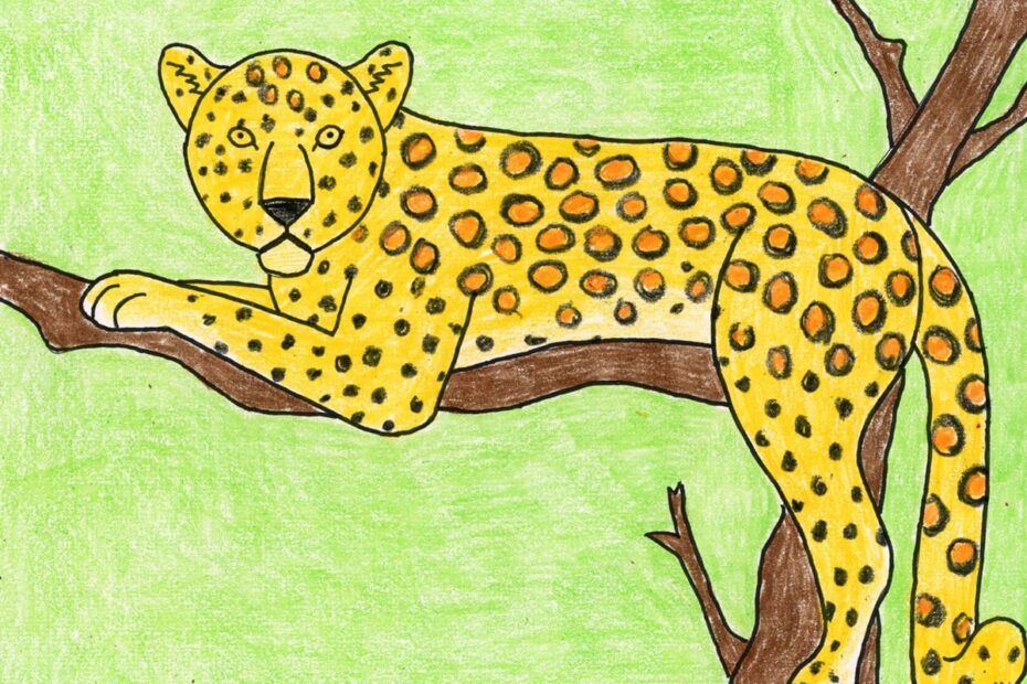 Easy How To Draw A Leopard Tutorial Video U0026 Leopard Coloring Page