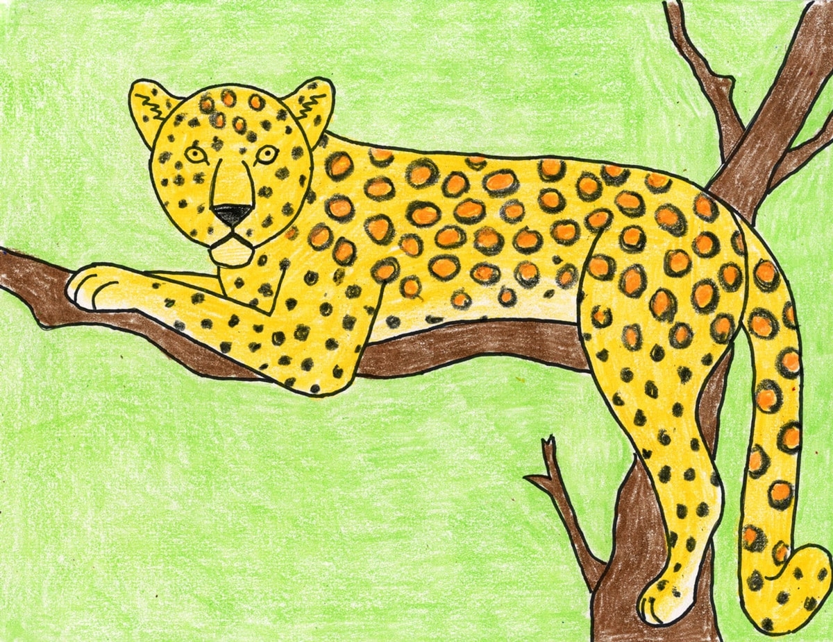 Easy How To Draw A Leopard Tutorial Video U0026 Leopard Coloring Page